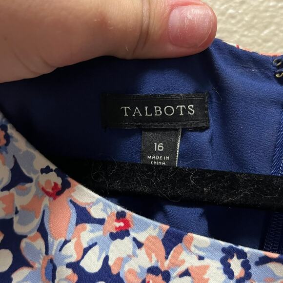Talbots Blue Ombre Sheath Short Sleeve Flower Floral Dress Plus Size 16 - Picture 6 of 10